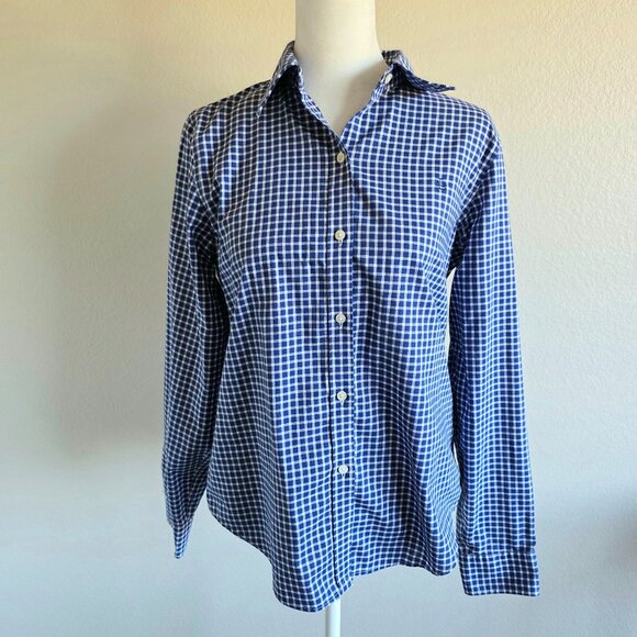 Lauren Ralph Lauren Tops - LAUREN RALPH LAUREN No Iron Gingham Cotton Shirt WomenSize Medium P Blue White